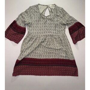 Ty Alexander's Women's Floral Paisley Print Boho Long Sleeved Short Dress Medium